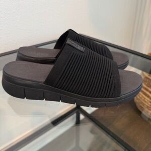 RYKA Women’s Epic Black Slide Sandal Knit Fabric Size 8